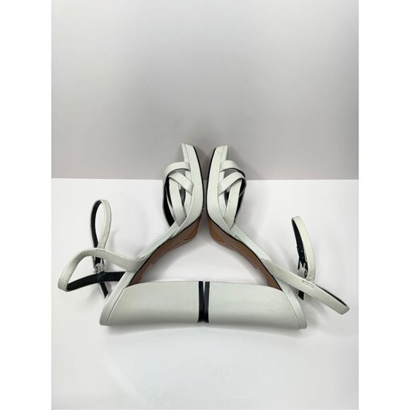 Franco Sarto Sandals Size 10 Gray Leather Ankle‎ Strap Open Toe Block Heel - Picture 7 of 11